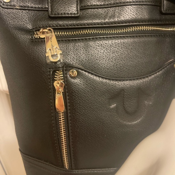 True Religion Black Leather Bag with Gold Accents - Picture 5 of 16